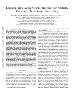Learning Time-aware Graph Structures for Spatially Correlated Time
  Series Forecasting