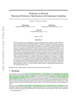 Preference as Reward, Maximum Preference Optimization with Importance
  Sampling