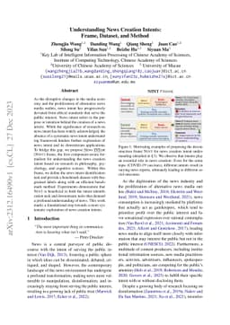 Understanding News Creation Intents: Frame, Dataset, and Method