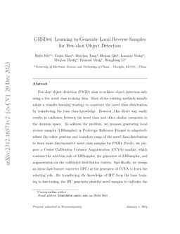 GRSDet: Learning to Generate Local Reverse Samples for Few-shot Object
  Detection