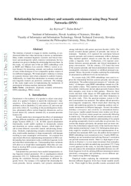 Relationship between auditory and semantic entrainment using Deep Neural
  Networks (DNN)