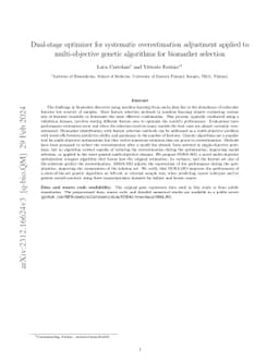 Dual-stage optimizer for systematic overestimation adjustment applied to
  multi-objective genetic algorithms for biomarker selection
