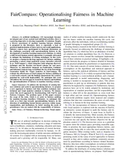 FairCompass: Operationalising Fairness in Machine Learning