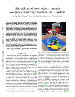 Bin-picking of novel objects through category-agnostic-segmentation: RGB
  matters