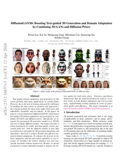 DiffusionGAN3D: Boosting Text-guided 3D Generation and Domain Adaptation
  by Combining 3D GANs and Diffusion Priors