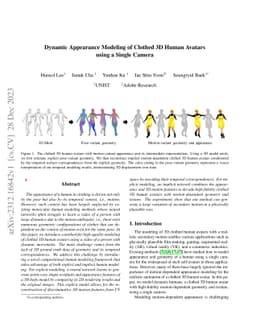 Dynamic Appearance Modeling of Clothed 3D Human Avatars using a Single
  Camera