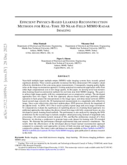 Efficient Physics-Based Learned Reconstruction Methods for Real-Time 3D
  Near-Field MIMO Radar Imaging