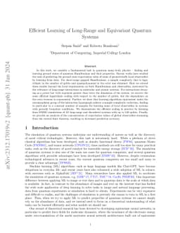 Efficient Learning of Long-Range and Equivariant Quantum Systems