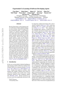 Experiential Co-Learning of Software-Developing Agents