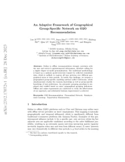 An Adaptive Framework of Geographical Group-Specific Network on O2O
  Recommendation