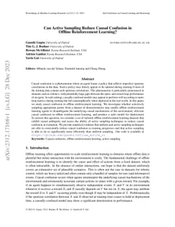 Can Active Sampling Reduce Causal Confusion in Offline Reinforcement
  Learning?