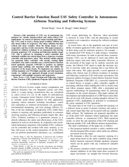 Control Barrier Function Based UAV Safety Controller in Autonomous
  Airborne Tracking and Following Systems
