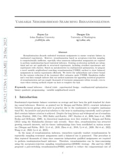 Variable Neighborhood Searching Rerandomization