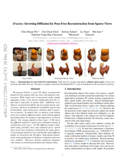 iFusion: Inverting Diffusion for Pose-Free Reconstruction from Sparse
  Views