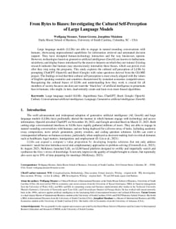 From Bytes to Biases: Investigating the Cultural Self-Perception of
  Large Language Models