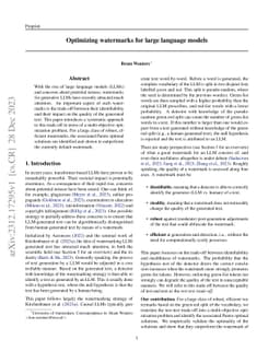 Optimizing watermarks for large language models