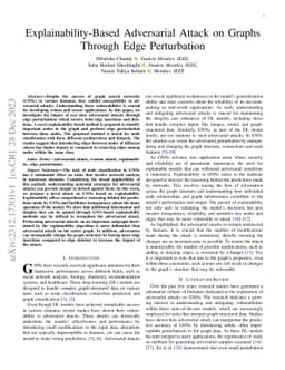 Explainability-Based Adversarial Attack on Graphs Through Edge
  Perturbation