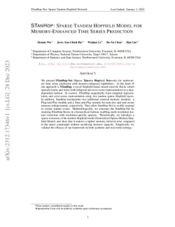 STanHop: Sparse Tandem Hopfield Model for Memory-Enhanced Time Series
  Prediction