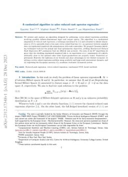 A randomized algorithm to solve reduced rank operator regression