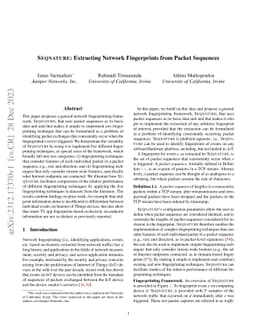 Seqnature: Extracting Network Fingerprints from Packet Sequences