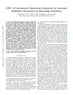 ClST: A Convolutional Transformer Framework for Automatic Modulation
  Recognition by Knowledge Distillation
