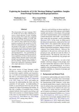Exploring the Sensitivity of LLMs' Decision-Making Capabilities:
  Insights from Prompt Variation and Hyperparameters