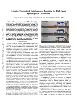 Actuator-Constrained Reinforcement Learning for High-Speed Quadrupedal
  Locomotion