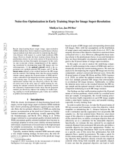 Noise-free Optimization in Early Training Steps for Image
  Super-Resolution