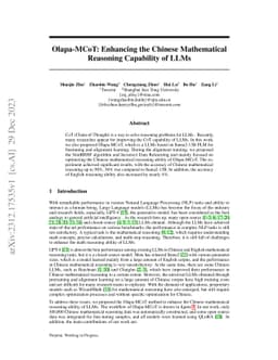 Olapa-MCoT: Enhancing the Chinese Mathematical Reasoning Capability of
  LLMs