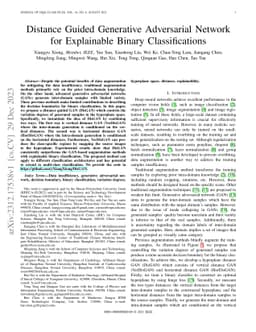 Distance Guided Generative Adversarial Network for Explainable Binary
  Classifications