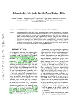 Informative Rays Selection for Few-Shot Neural Radiance Fields