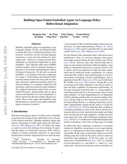 Building Open-Ended Embodied Agent via Language-Policy Bidirectional
  Adaptation
