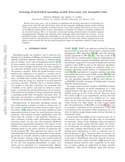 Learning of networked spreading models from noisy and incomplete data