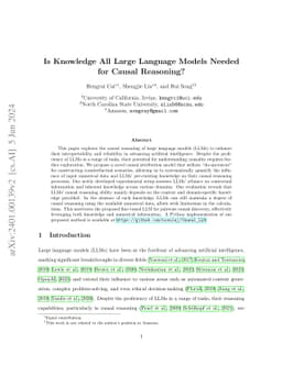 Is Knowledge All Large Language Models Needed for Causal Reasoning?