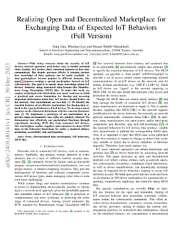 Realizing Open and Decentralized Marketplace for Exchanging Data of
  Expected IoT Behaviors