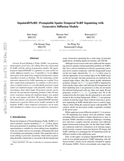 Inpaint4DNeRF: Promptable Spatio-Temporal NeRF Inpainting with
  Generative Diffusion Models