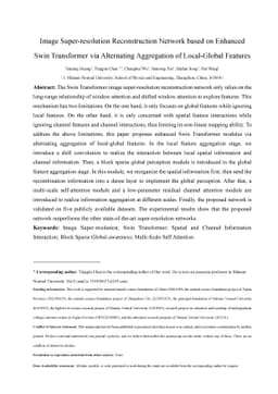 Image Super-resolution Reconstruction Network based on Enhanced Swin
  Transformer via Alternating Aggregation of Local-Global Features