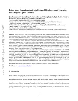Laboratory Experiments of Model-based Reinforcement Learning for
  Adaptive Optics Control
