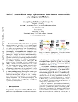 BusReF: Infrared-Visible images registration and fusion focus on
  reconstructible area using one set of features