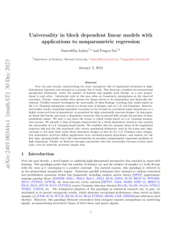 Universality in block dependent linear models with applications to
  nonparametric regression