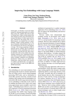 Improving Text Embeddings with Large Language Models
