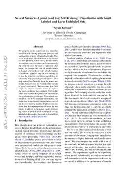 Neural Networks Against (and For) Self-Training: Classification with
  Small Labeled and Large Unlabeled Sets