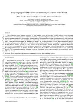 Large language model for Bible sentiment analysis: Sermon on the Mount