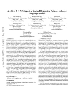 A & B == B & A: Triggering Logical Reasoning Failures in Large Language
  Models