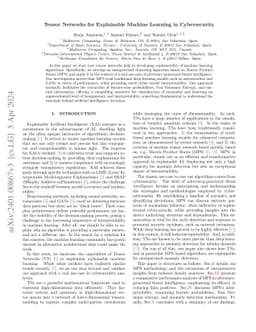 Tensor Networks for Explainable Machine Learning in Cybersecurity