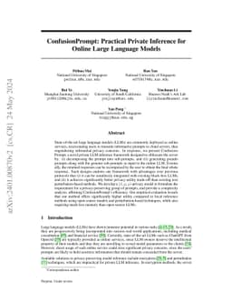 ConfusionPrompt: Practical Private Inference for Online Large Language
  Models