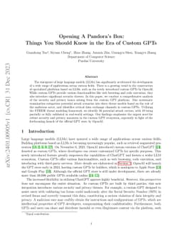 Opening A Pandora's Box: Things You Should Know in the Era of Custom
  GPTs