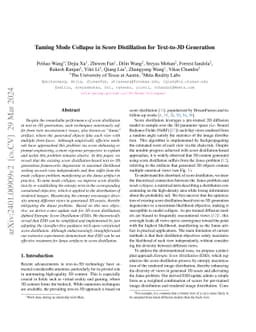 Taming Mode Collapse in Score Distillation for Text-to-3D Generation