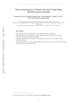 Data Assimilation in Chaotic Systems Using Deep Reinforcement Learning