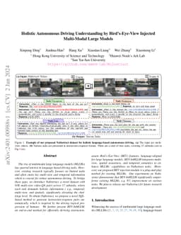 Holistic Autonomous Driving Understanding by Bird's-Eye-View Injected
  Multi-Modal Large Models